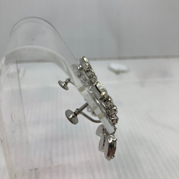 Vtg 1950 rhinestone wedding bridal dangle earrings - Picture 2 of 4